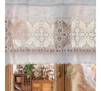 A.Monamour Tenda Corta per Finestra Piccola Pizzo All'Uncinetto Bianco Trasparente Chic Bohemian Boho Tendina Tenda da Cucina Bistrot Caffè Mezza Tenda Mantovana Tenda a Vetro a Pannello Tenda Porta