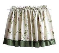 A.Monamour Tenda Corta per Finestra Piccola Rustica in Cotone E Lino Beige Floreale Opaca - Cucina, Bistrot, Caffè, Mezza Tenda, Mantovana, Vetro, Pannello, Porta Armadio