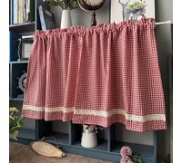 A.Monamour Tenda Corta per Finestra Piccola Rustico Bianco Rosso A Quadri A Scacchi In Cotone Pizzo Tendina Tenda da Cucina Bistrot Caffè Mezza Tenda Mantovana Tenda a Vetro Tenda a Pannello