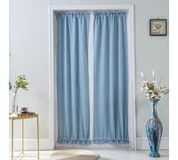 A.Monamour Tenda Corta per Finestra Piccola Solido Cielo Blu - 2 Pannelli per Porta Francese, Cucina, Bistrot, Caffè - Mezza Tenda Mantovana a Vetro e Pannello