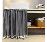 A.Monamour Tenda Corta per Finestra Piccola Stile Rustico Cotone Lino Opaco Rigato Strisce Grigio Tendina Tenda da Cucina Bistrot Caffè Mezza Tenda Mantovana Tenda a Vetro Tenda a Pannello Tenda Porta