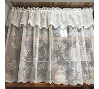 A.Monamour Tenda Corta per Finestra Piccola Tenda In Voile Bianco Trasparente Con Pizzo Ricamo Floreale Tendina Cucina Bistrot Caffè Mezza Tenda Mantovana Tenda a Vetro Tenda a Pannello Tenda Porta