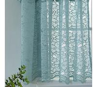 A.Monamour Tenda Corta per Finestra Piccola Tenda In Voile Blu Trasparente Con Pizzo Floreale Tendina Tenda da Cucina Bistrot Caffè Mezza Tenda Mantovana Tenda a Vetro Tenda a Pannello Tenda Porta