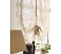 A.Monamour Tenda Corta Piccola Tessuto Ricamato Floreale Semi Trasparente in Cotone e Lino Tende a Rullo Tendina Tenda da Cucina Bistrot Caffè Mezza Tenda Tenda a Vetro a Pannello Tenda Porta, 1 pezzo