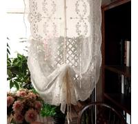 A.Monamour Tenda Corta Trasparente in Pizzo Voile Bianco per Finestra Piccola - A Rullo da Cucina, Bistrot, Caffè - A Vetro Pannello per Porta, 1 Pezzo