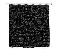 A.Monamour Tenda da Doccia Impermeabile In Poliestere Tessuto Algebra Matematica Equazioni Formule Calcoli Scritti A Mano Con Gesso Su Effetto Lavagna Chalk Antimuffa Tenda della Vasca da Bagno