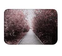 A.Monamourno per Il Bagno Antiscivolo Assorbente Primavera Parco Cittadino Assi Di Legno Sentiero Ponte Fiore Rosa Albero Foresta Scenario Tappetoni Doccia Passatoia da Cucina Zerbino