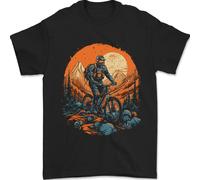 A Mountain Motociclista IN Wilderness Bicicletta MTB T-Shirt 100% Cotone