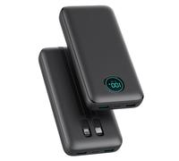 （A-Nero)Power Bank 26800mAh con Cavi, Powerbank 25W PD QC4.0 Ricarica Rapida USB C Caricatore Portatile con 5 Uscite e Display LCD Batteria
