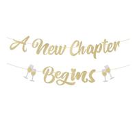 A New Chapter Begins Striscione, Ghirlanda di Striscioni Pre-Infilati per Feste Decorazioni per Baby Shower Lauree Addii Feste di Pensionamento e Traguardi Della Vita (Oro)