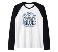 A Novembre indossiamo Il Design della consapevolezza Blu Maglia con Maniche Raglan