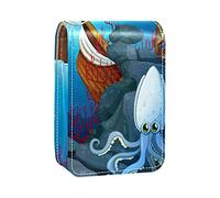 A Octopus Near The Wrecked Ship Lip Gloss Holder Lipstick Case Portable Makeup Bag Travel Lipstick Organizer Case con Specchio Mini Rossetto Storage Box per le donne, Multicolore, 9.5x2x7