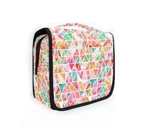 A Of Colored Triangles kit da viaggio per le donne con gancio per appendere Essentials borsa cosmetica trucco verticale autoportante