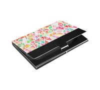 A Of Colored Triangles Slim porta biglietti da visita con custodia in pelle e acciaio inossidabile con porta carte per donne o uomini