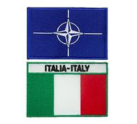 A-ONE Assault Vest Nato Peace Needle Patch + Bandiera Italia Stick on Patch, Uniforme Militare Emblema, Patch Ricamo per Abbigliamento Accessori FAI DA TE NO.025+422