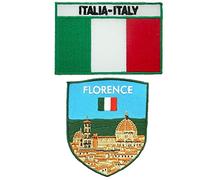 A-ONE Confezione da 2 pezzi - Firenze City Scene Shield Applique+Italia Bandiera Patch, Letteratura, Arte, Dante, Da Vinci, Patrimonio UNESCO, Ricamo Punto di riferimento NO.294C
