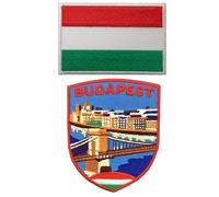 A-ONE Confezione da 2 pezzi - Ungheria Budapest scudo del Danubio ricamo+bandiera del paese dell'Ungheria, toppa della capitale, scelta regalo di viaggio in Europa, toppa resistente n. 413C