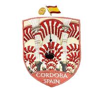 A-ONE Confezione da 2 spille da bavero Catedral de Córdoba Shield Applique+ Bandiera Spagna, Andalusia, Architettura di Cordoba, Decorazione Souvenir No.253P