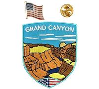 A-ONE Confezione da 2 toppe con stemma del Grand Canyon, bandiera americana, spilla da cucire con 7 emblemi della natura, spilla con bandiera americana