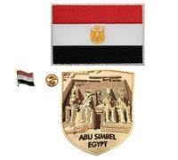A-ONE Confezione da 3 pezzi - Abu Simbel Shirne Landmark Patch+Spilla e distintivo con bandiera dell'Egitto, souvenir Assuan, spot da viaggio, monumenti nubiani, da cucire su vestiti, camicie NO.293B