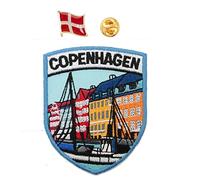 A-ONE Danimarca Pin in metallo + Copenhagen Patch, Copenhagen Souvenir, Danimarca ricami di riferimento, ferro su patch per vestiti, jeans, cappello n. 123p