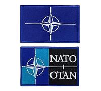 A-ONE Giacca da aviatore Nato War Paste Patch + Toppa con logo Nato, logo uniforme militare, toppa per abbigliamento, accessori fai da te, n. 422 + 424, Blu, Taglia unica