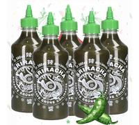 A-One Sriracha, salsa di peperoncino verde, 5 x 500 ml, confezione risparmio da 5 salse al peperoncino verde, ideale per sushi, insalate, barbecue