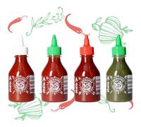A-ONE Sriracha Sauve Set da 4 pezzi da 200 ml - Salsa al peperoncino con 4 sapori - Classic Piccante, Super Hot, Aglio, Verde - Confezione da degustazioni