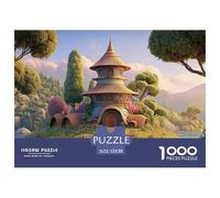 A Pagoda Stands on The Island_ 1000 Pezzi Carta Ecologica Puzzle Treehouse Hobbit Manor Immagini Vibranti Gioco Per Famiglie Puzzle Decorazioni Per La Casa 52x38cm/1000pcs