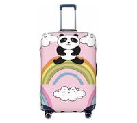 A Panda Seduto con Un Arcobaleno Elastico Viaggio Bagagli Copertura Protettiva Valigia, Stampa Valigie Copertura Bagaglio Anti-Graffio, Nero , M