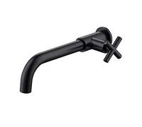 a Parete in Rame Singolo Rubinetto a Freddo, Rubinetto della Vasca da Toilette per vanità del Bagno, Rubinetto del Rubinetto del Bacino, Cromo (Colore: Nero)