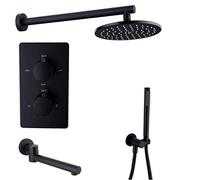 a Parete Nera in Ottone termostatico con la pluvi da e rubinetti per e Vasca Portatile, Set Doccia di Lusso, 10 Pollici