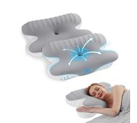 A-Pce 2 Pezzi Cuscino in memory foam, Cuscino di Sostegno Per Il Collo, Con Federa Rinfrescante Rimovibile, Allevia Il Dolore Al Collo E Alle Spalle, Grigio