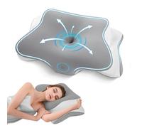 A-Pce APCE Cuscino Cervicale Memory Foam, Cuscino Ortopedico Ergonomico per Dolori al Collo e alle Spalle, Cuscini per Dormire sul Fianco Rinfrescante con Federa Lavabile in Seta Rinfrescante, Grigio