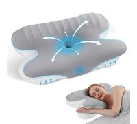 A-Pce Cuscino in memory foam, Cuscino di Sostegno Per Il Collo, Con Federa Rinfrescante Rimovibile, Allevia Il Dolore Al Collo E Alle Spalle, Grigio