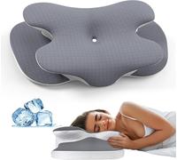 A-Pce Cuscino In Memory Foam per Tutti i Dormienti, Cuscino Cervicale Ergonomico per Alleviare il Dolore al Collo e alle Spalle, Cuscino Ortopedico con Federa Rimovibile, Grigio