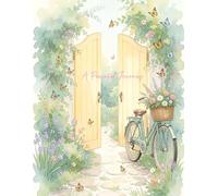 A Peaceful Journey: Watercolor Garden Bicycle Lined Journal: 8.5 x 11 Large Aesthetic Notebook, 120 College Ruled Pages, Floral Bicycle Illustration Cover for Women and Gift