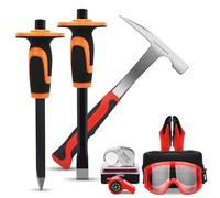 A peerless shovel Kit di 8 attrezzature per geologia roccia, martello da 62 once e 2 scalpelli per scavare roccia con tappi protettivi, set di scalpelli per scavare, attrezzature per l'estrazione