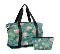 A Picture Full Of Monet Flowers grande borsone da viaggio grande borsa a mano con tracolla regolabile per viaggi di lavoro multifunzionale, Una foto piena di fiori di Monet, 1 size
