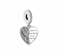 A Piece Of My Heart Is In Heaven, ciondolo commemorativo a forma di ala d'angelo, in argento Sterling 925, compatibile con braccialetti Pandora