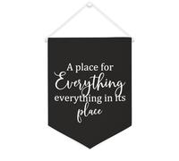 A Place for Everything, everything in its place - Striscione in tela motivazionale da appendere alla parete, 30,5 x 40,6 cm, decorazione da parete per camera da letto, cameretta dei bambini