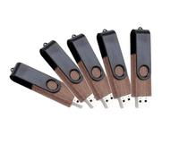 A Plus 5 Chiavette USB 3.0 in Legno di Noce con Metallo Nero - Alta Velocità, Clip Girevole 360°, Design Professionale per Ufficio e Regali (64, GB)