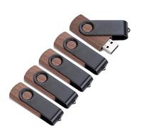 A Plus Pendrive in legno noce Set di 5 - Clip metallico rotante 360°, elegante e professionale per ufficio e fotografia (16, GB)