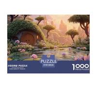 A Pond with Lotus 1000 Pcs Cartone Robusto Puzzle Hobbit-style Dwellings Sfida Unica Gioco Per Famiglie Puzzle Decorazioni Per La Casa 38x26cm/1000pcs