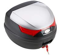 A-Pro - Bauletto con frecce e luci di stop per moto, scooter, quad, da 32 L, colore argento
