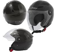 A-Pro Casco City Moto Jet Certificato ECE 22 Scooter Visiera Lunga Nero M