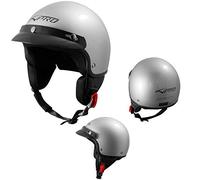 A-Pro Casco Demi Jet Scooter Moto Omologato ECE 22-06 Frontino Sonicmoto Argento XS