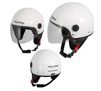 Open Face Jet Helmet Moped Motorbike Scooter Antiscratch Visor White S