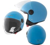 A-Pro Casco Jet Moto Scooter Visera Antigraffio Azzurro Backline ECE 22-06 L