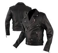 A-Pro Chiodo Giacca Giubbotto Giubbino Pelle Moto Classico Lacci Nero S